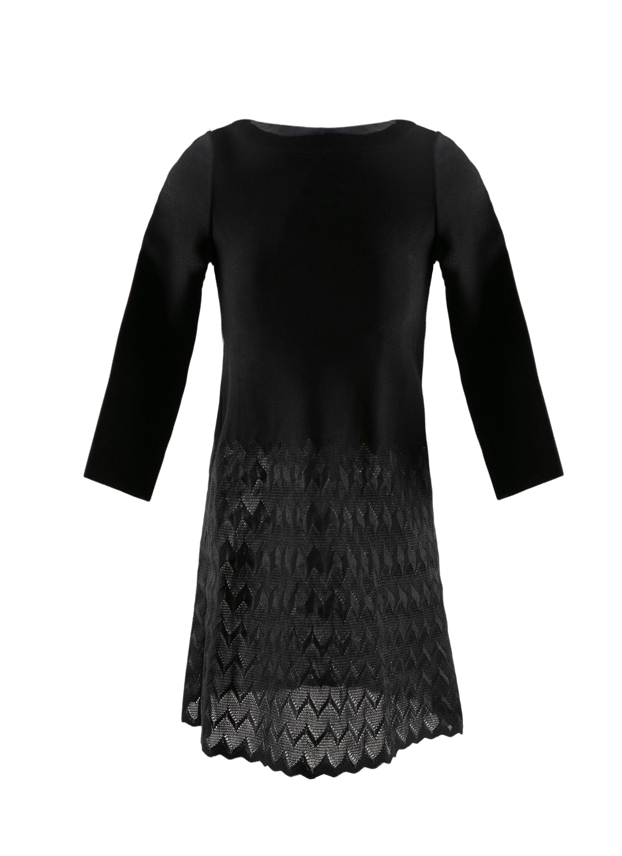 Long-sleeved dress with patterned skirt - Black intense