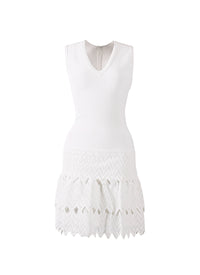 Robe sans manches à volants en maille - Blanc Optique