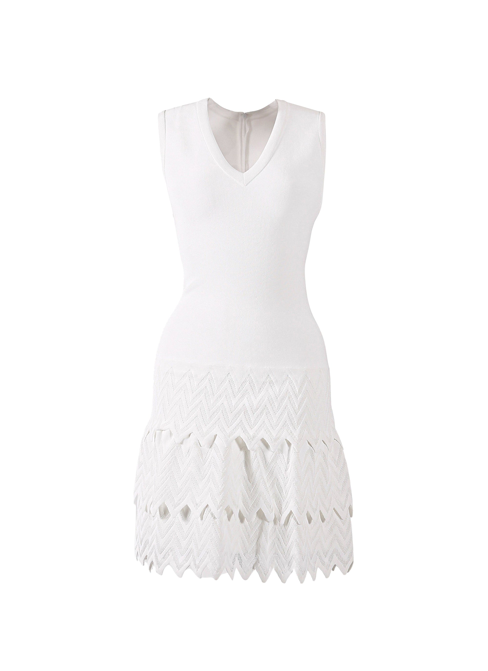 Robe sans manches à volants en maille - Blanc Optique