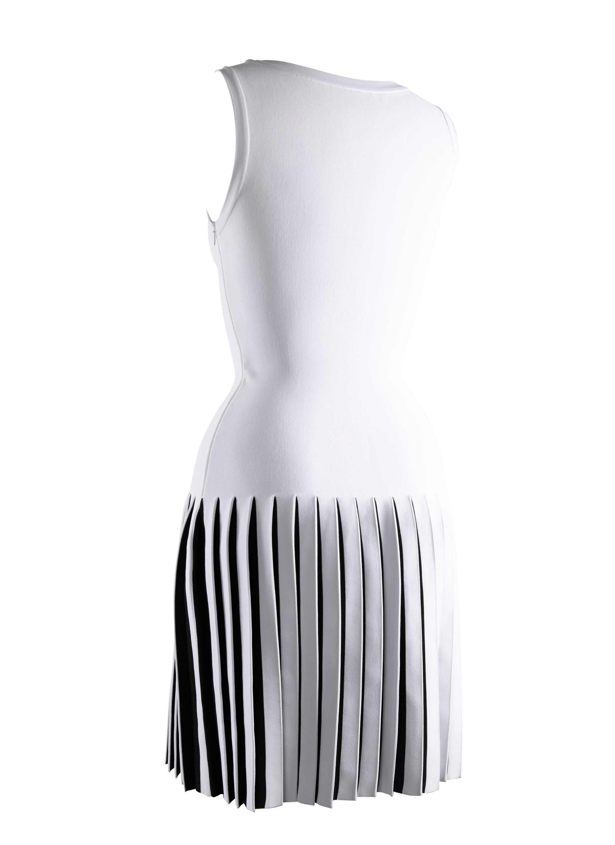 Robe courte sans manches à plis - Blanc & Noir