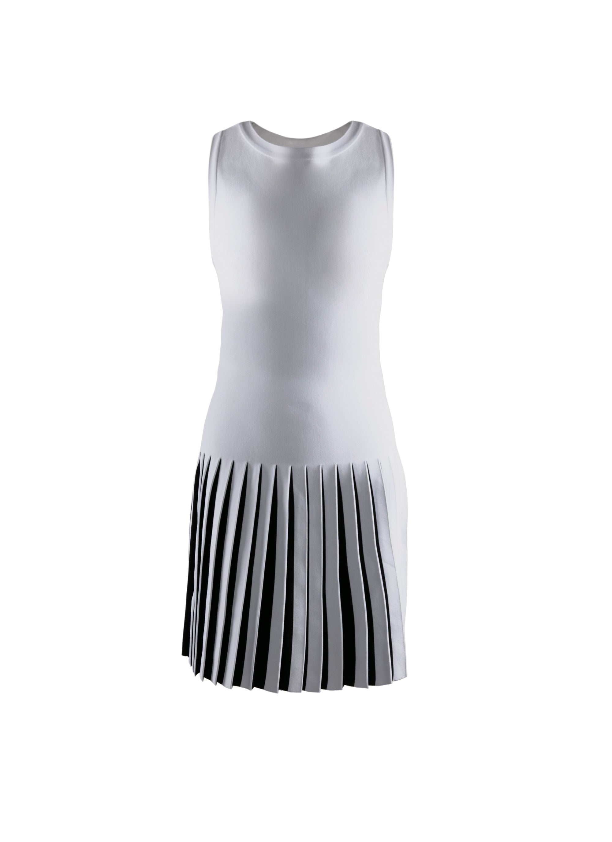 Robe courte sans manches à plis - Blanc & Noir