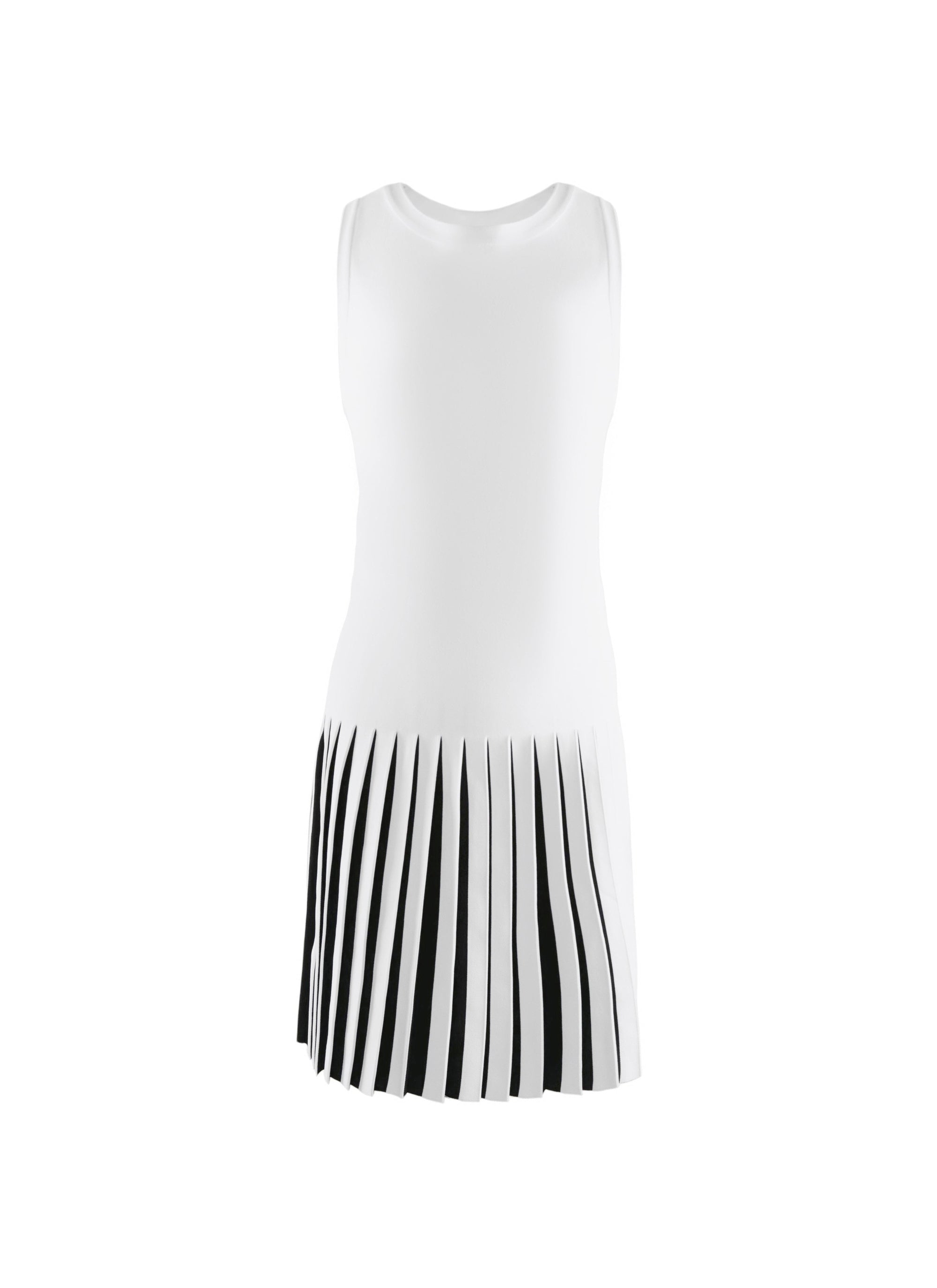 Robe courte sans manches à plis - Blanc & Noir