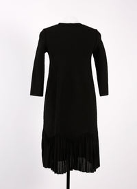Long-sleeved ruffled mesh short dress - Black intense