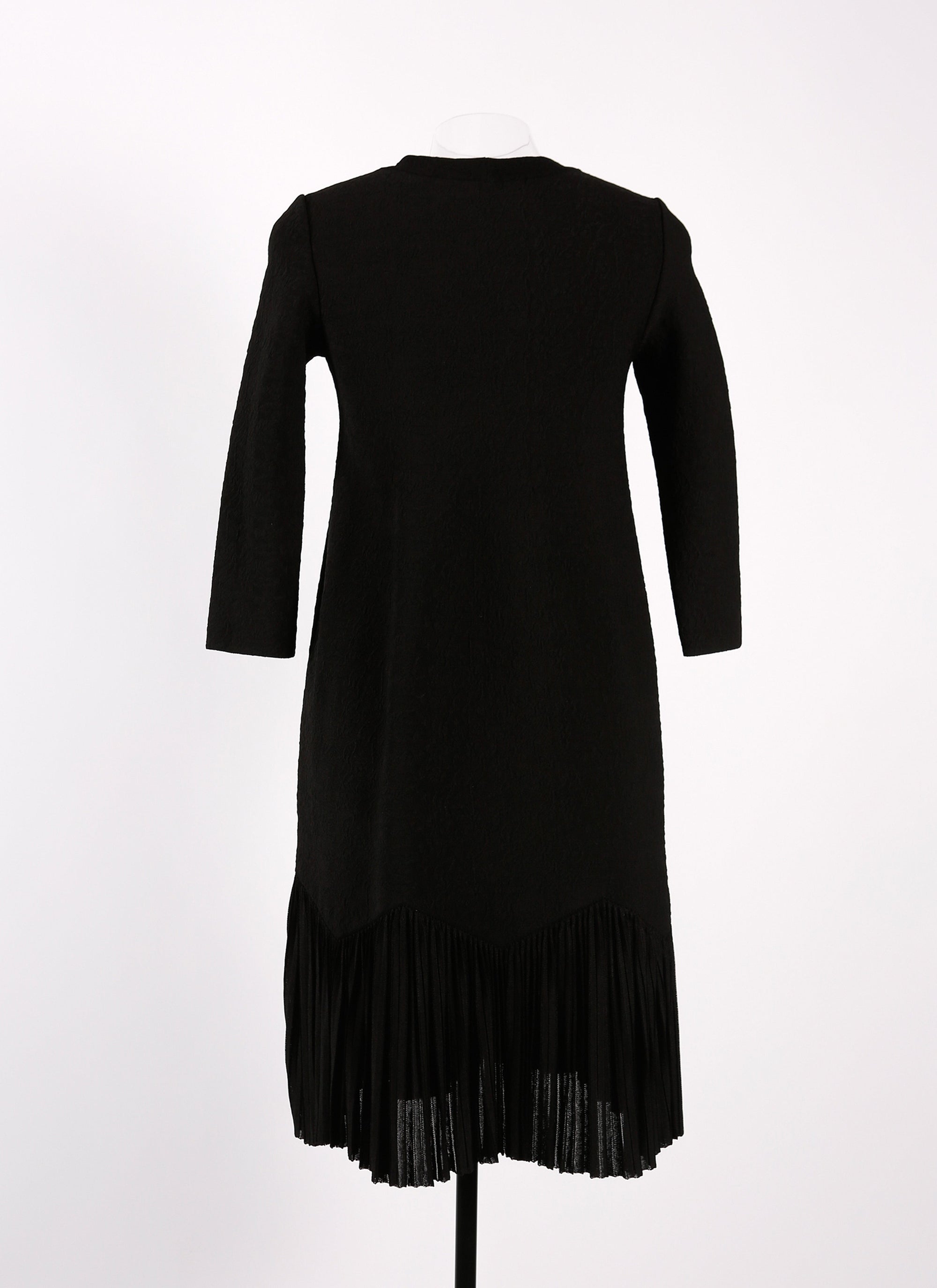 Long-sleeved ruffled mesh short dress - Black intense