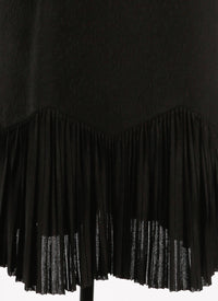 Long-sleeved ruffled mesh short dress - Black intense