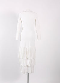 Long-sleeved ruffled mesh dress - Optic White