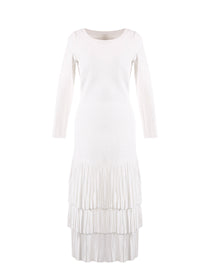 Long-sleeved ruffled mesh dress - Optic White