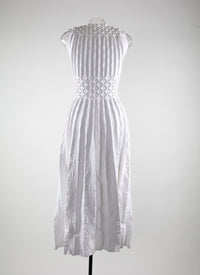 Sleeveless origami effect pleated nigali dress - Optic White