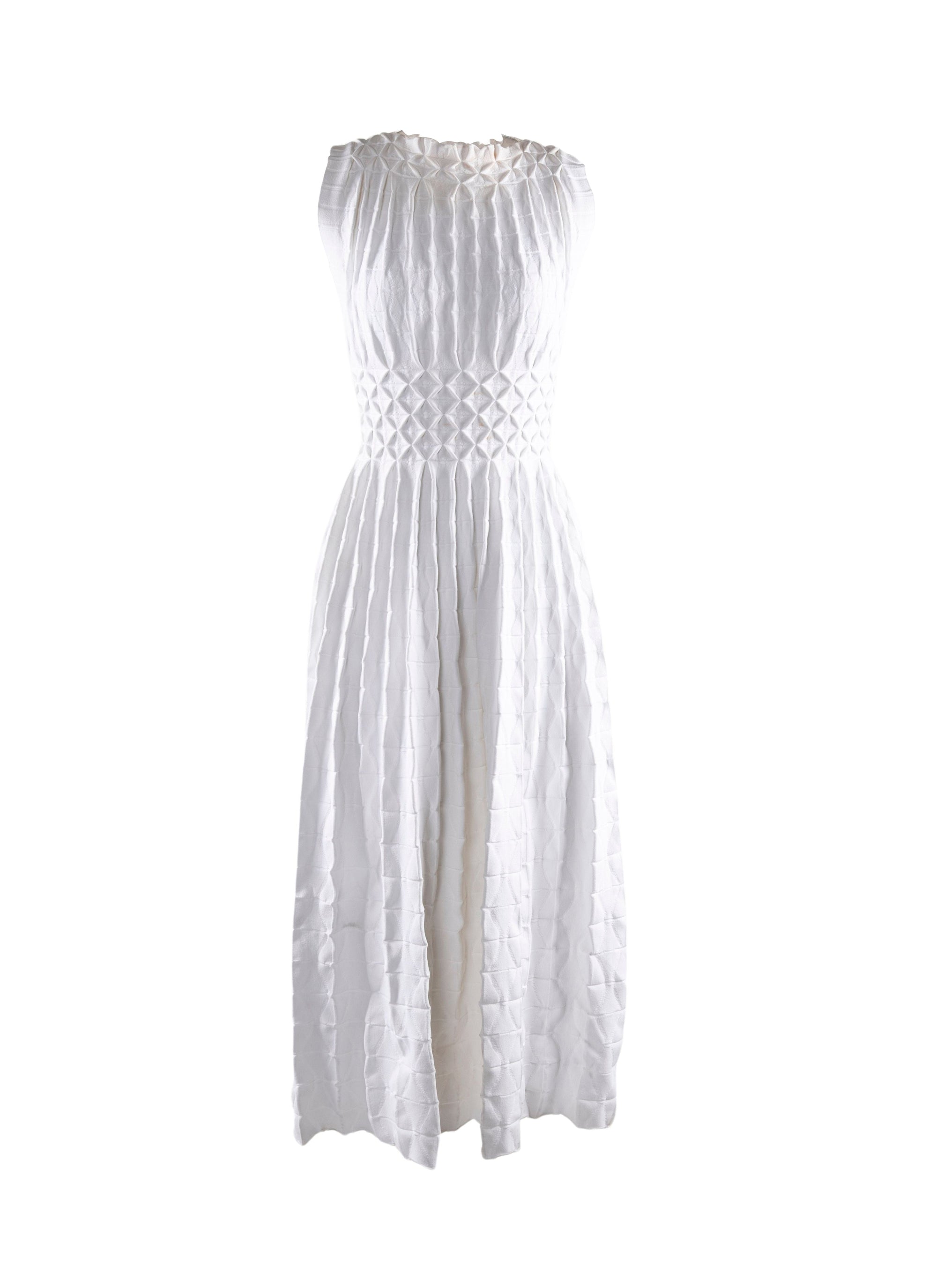 Sleeveless origami effect pleated nigali dress - Optic White