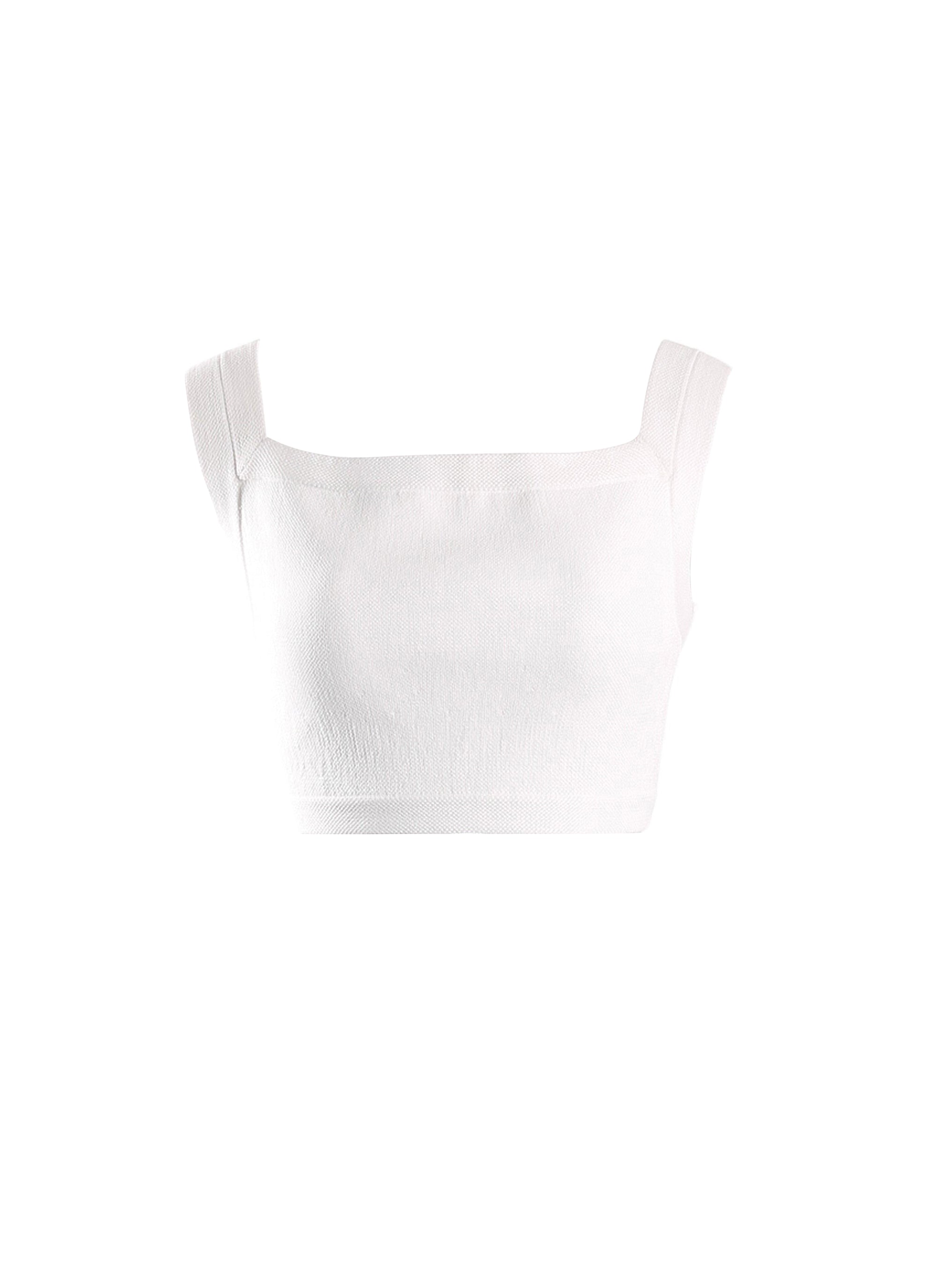 Raffia sleeveless top - Optic White
