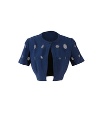 Atlas knitted short sleeve cardigan - Navy