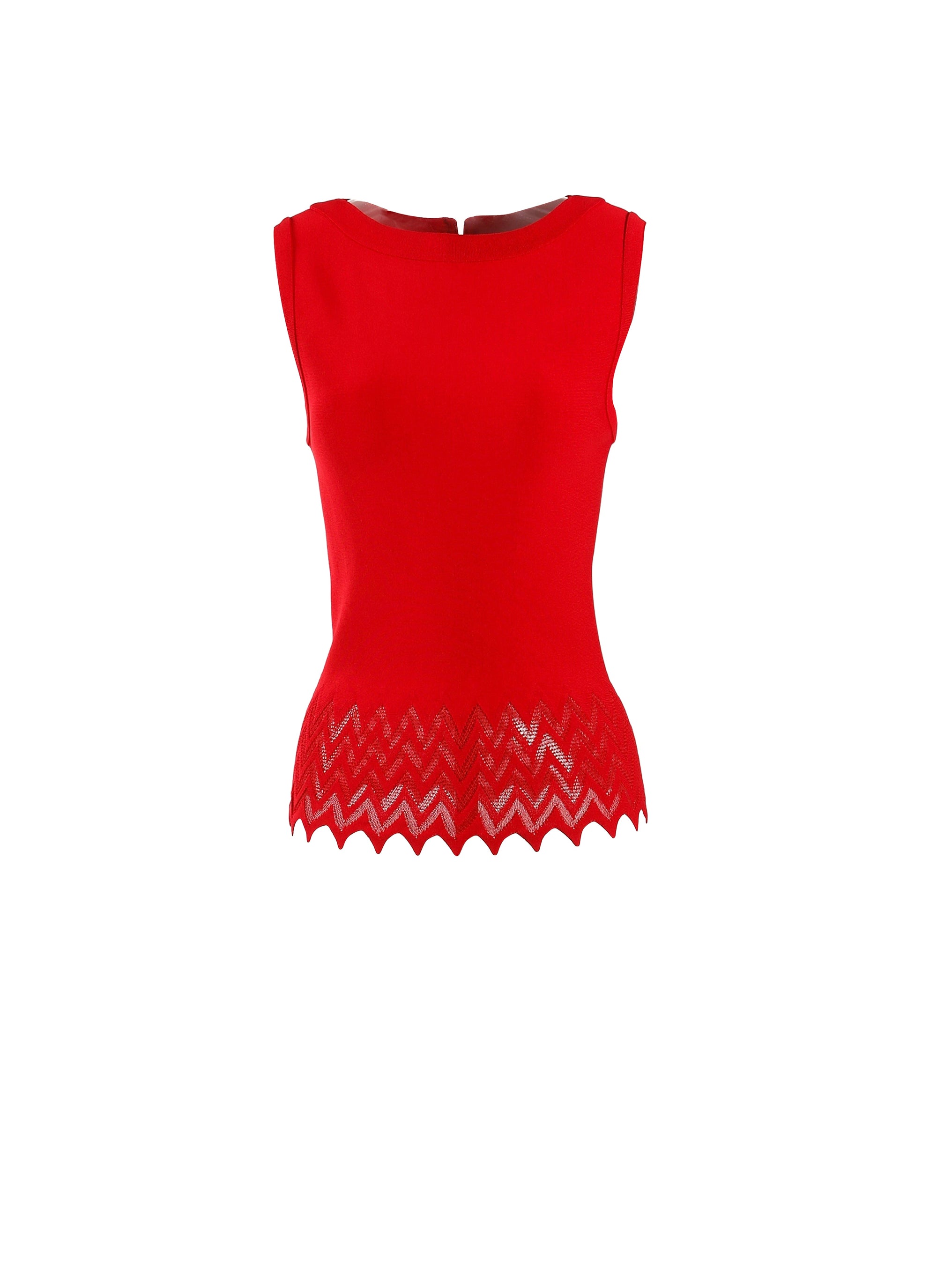 Sleeveless knitted ruffle jumper - Lacquer