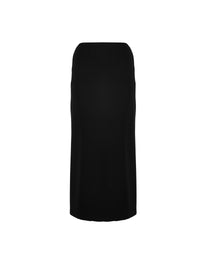 Long skirt in wool gabardine - Black