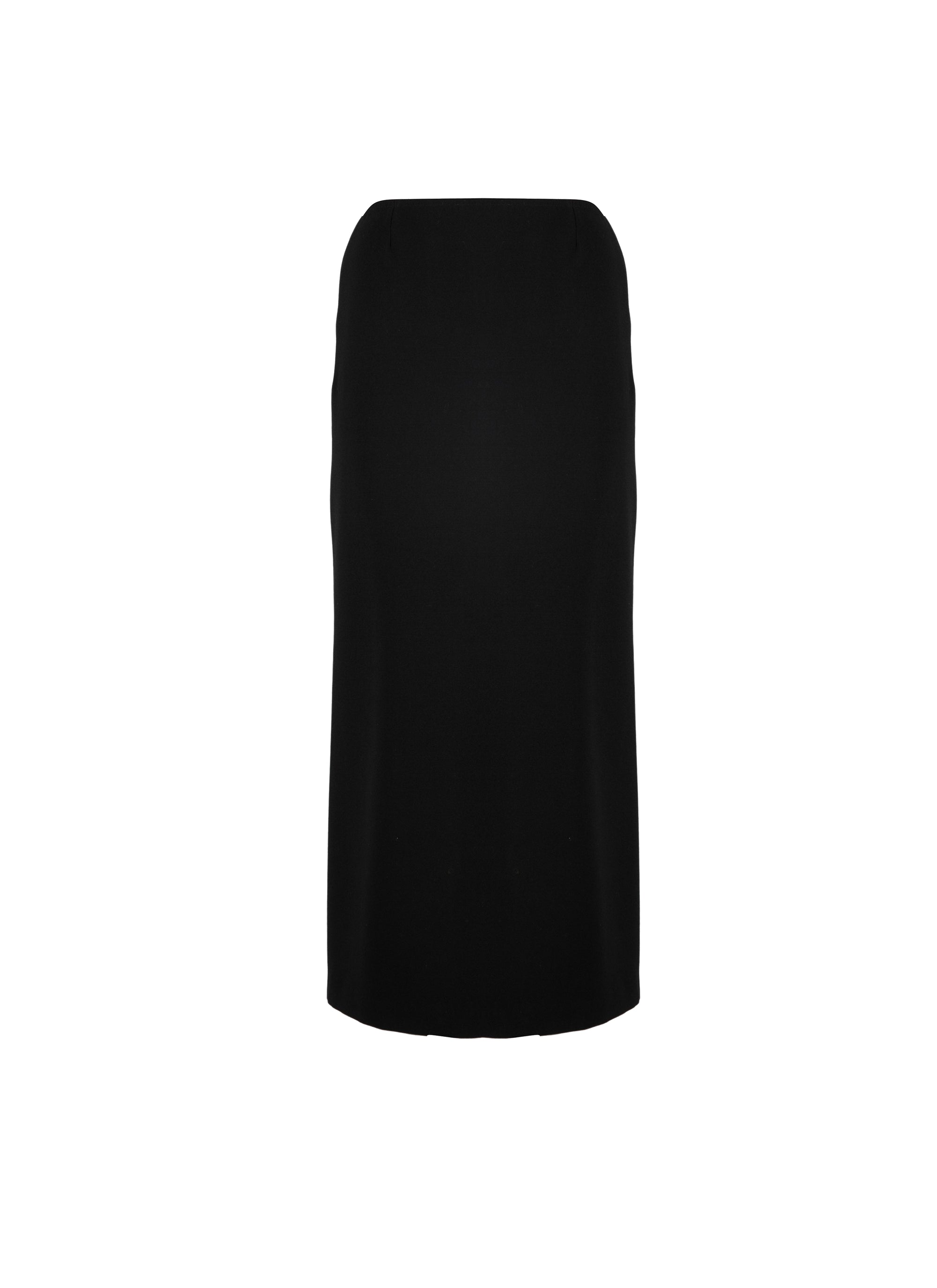 Long skirt in wool gabardine - Black