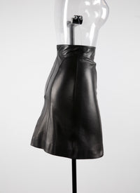 Short leather skirt with couture detail - Black intense