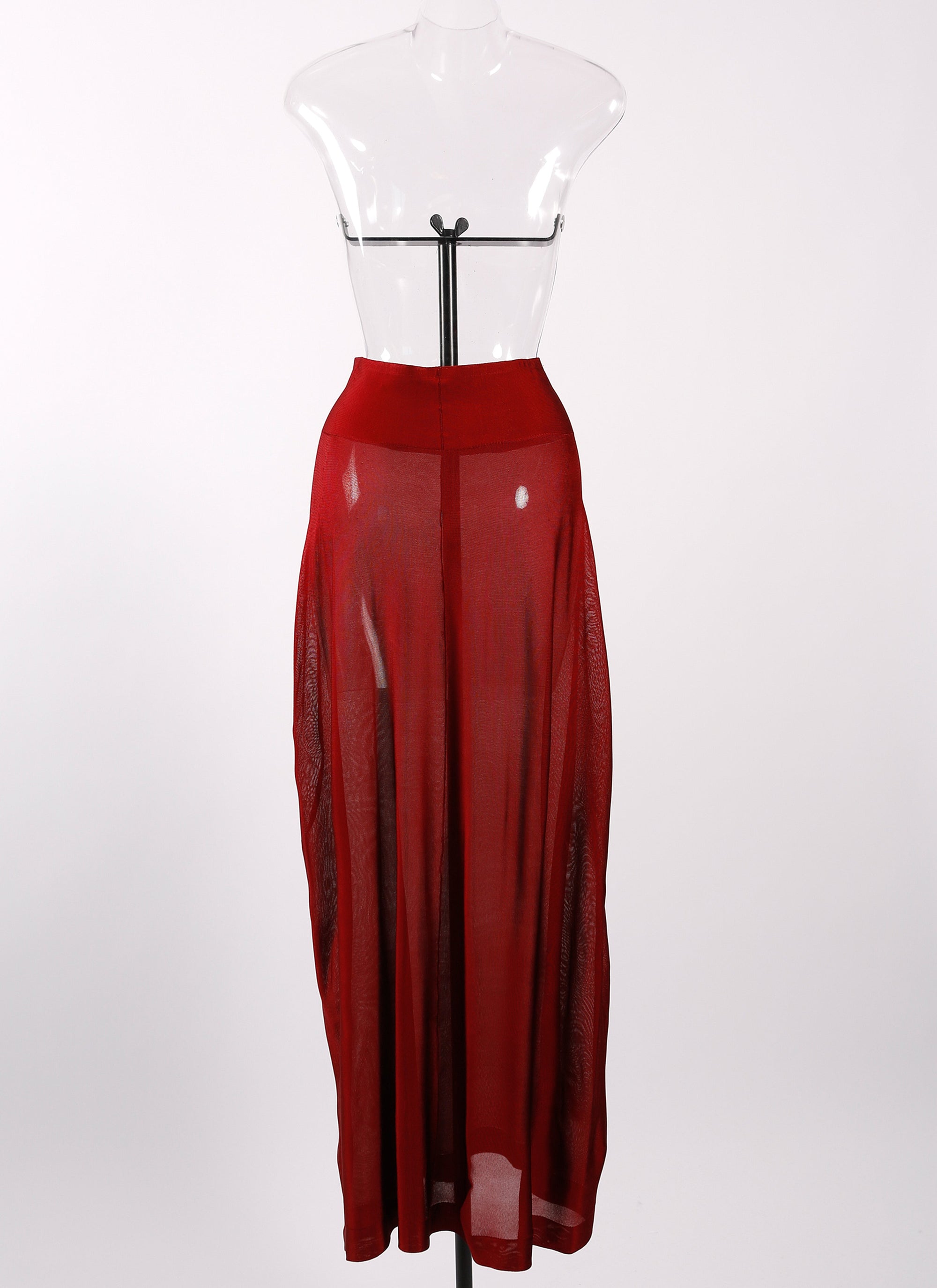 Plain sheer long skirt bottom - Madder