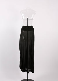 Plain sheer long skirt bottom - Black intense