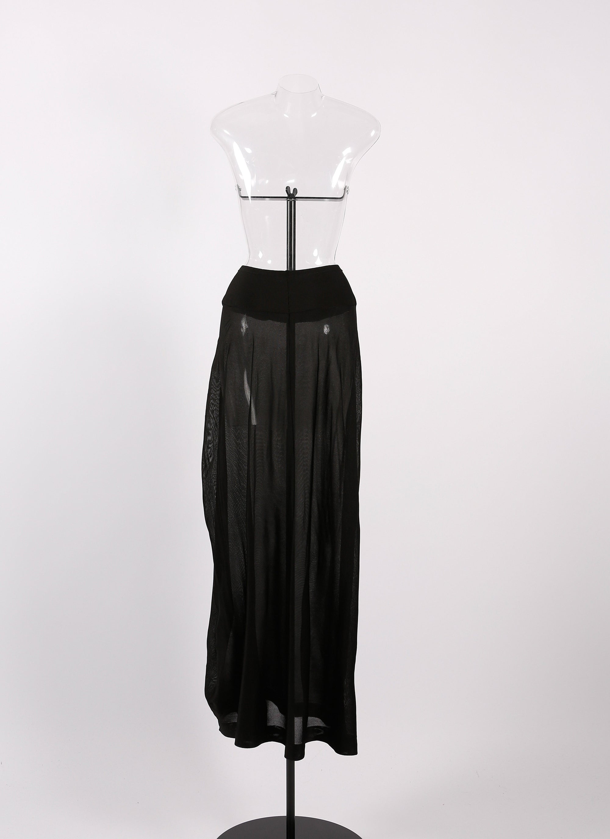 Plain sheer long skirt bottom - Black intense