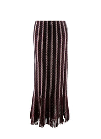 Striped fringed long skirt - Bordeaux & Multico