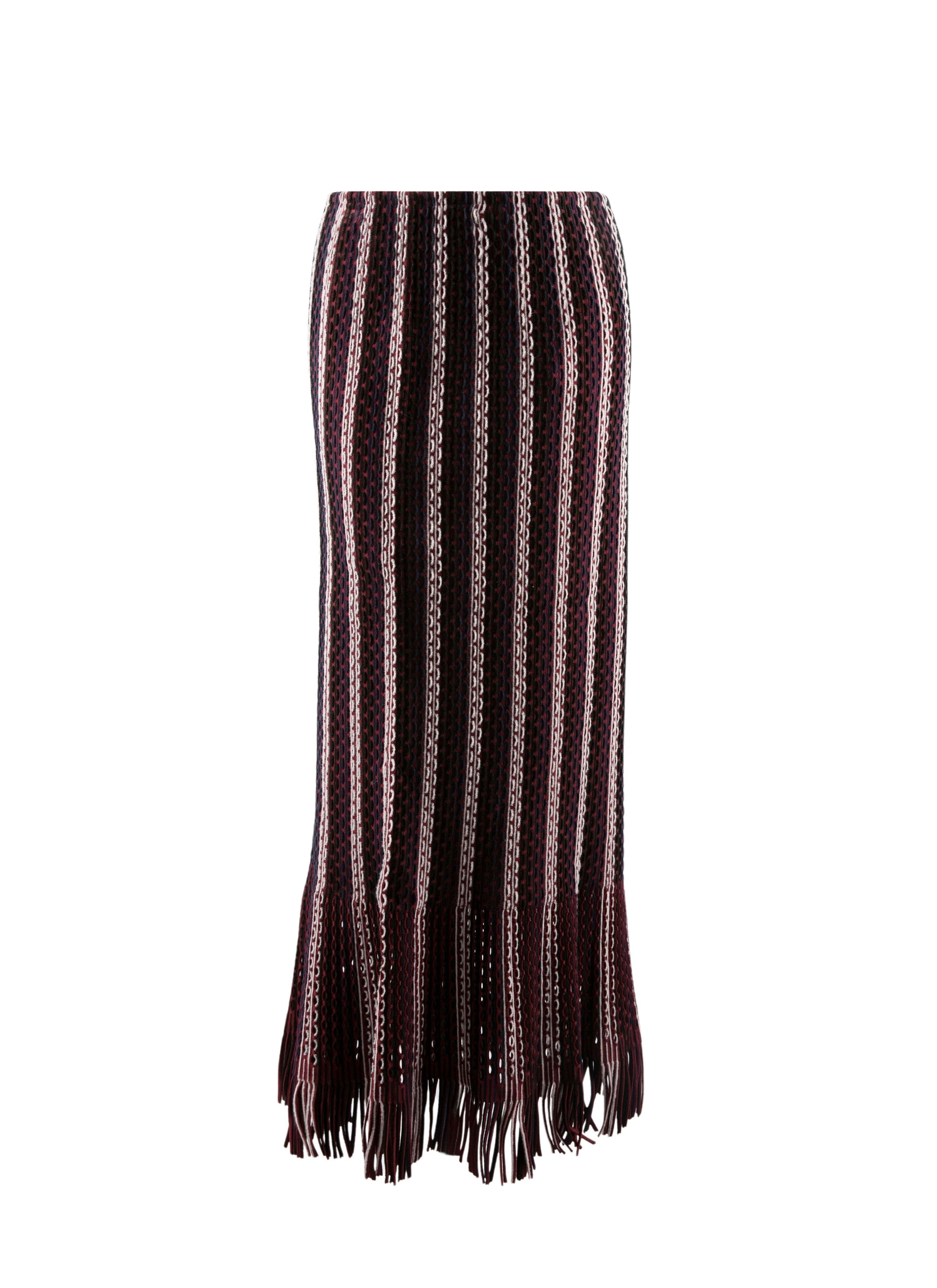 Striped fringed long skirt - Bordeaux & Multico