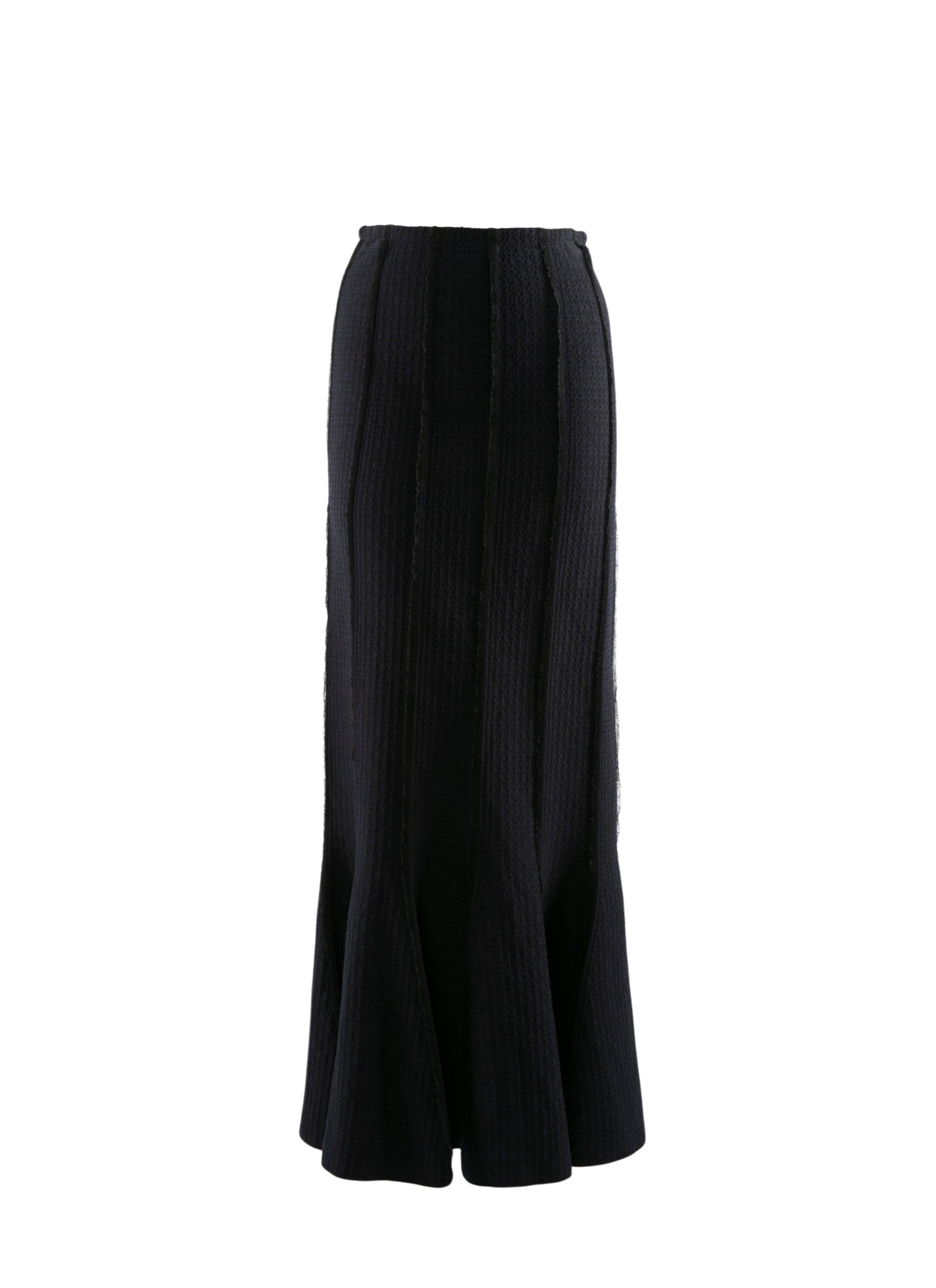 Long skirt in wool fitted and flared - Night & Black