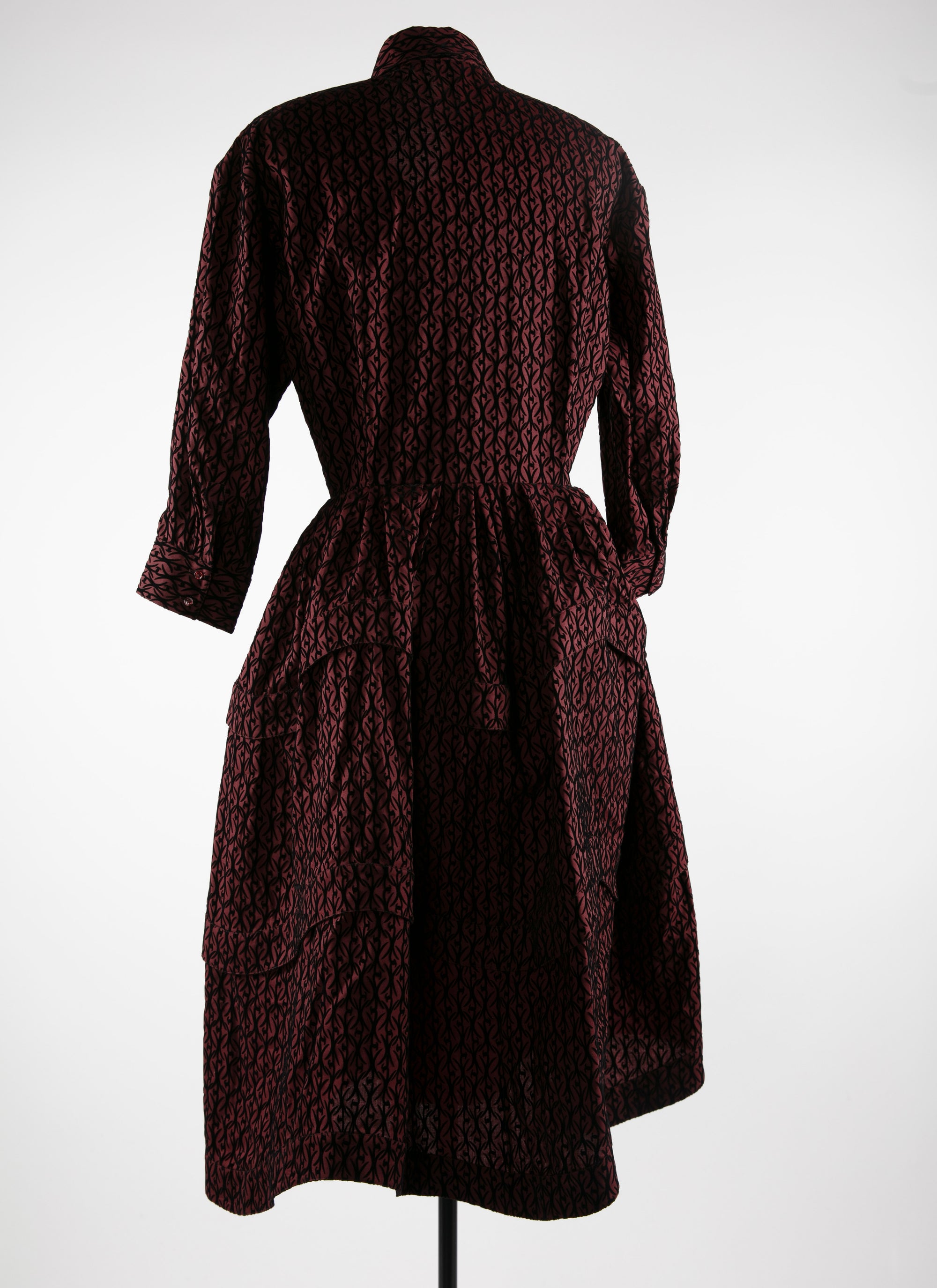 Regular wool dress - Bordeaux & Black