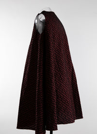 Robe courte et ample sans manches en laine - Bordeaux & Noir