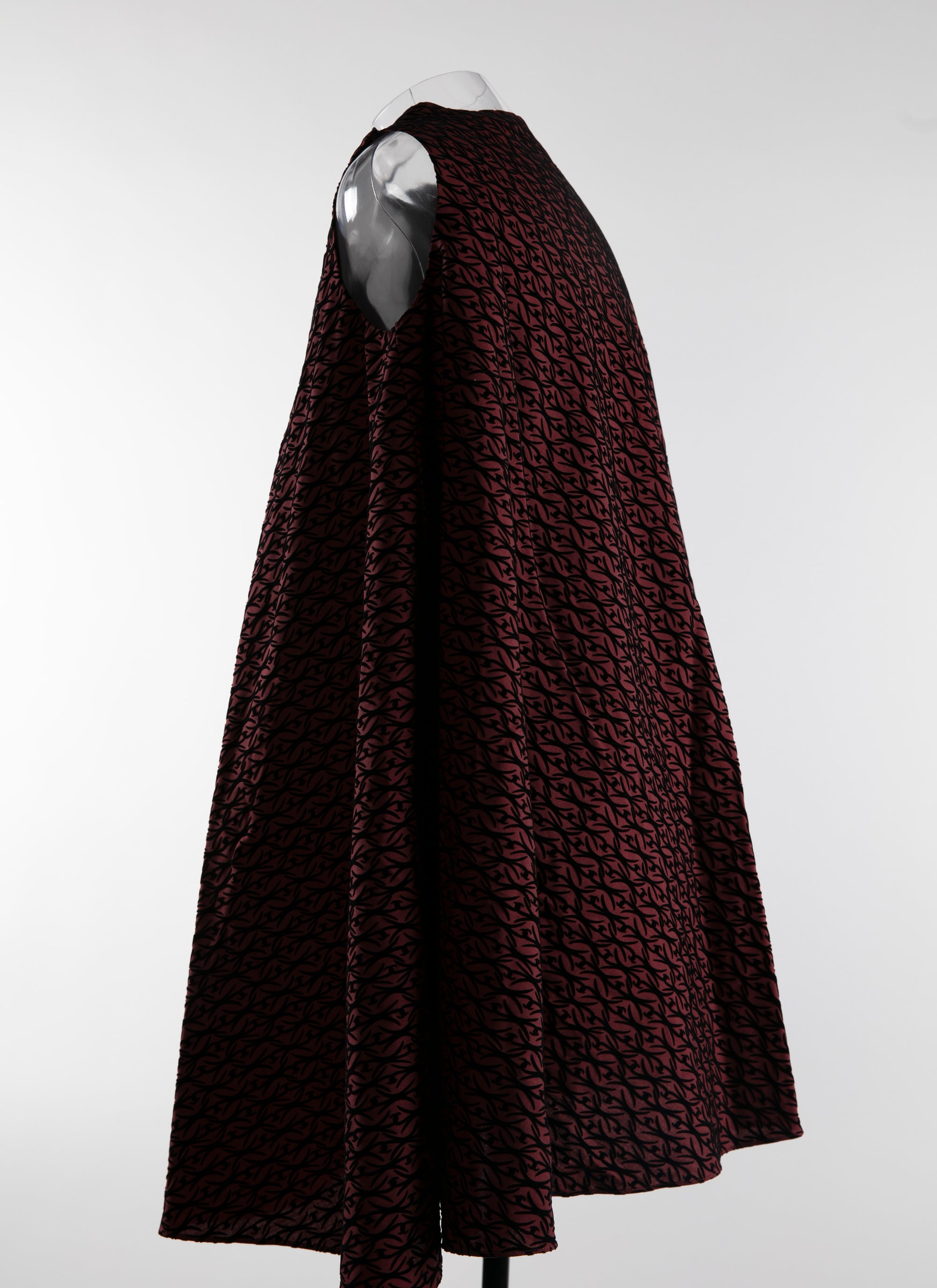 Robe courte et ample sans manches en laine - Bordeaux & Noir