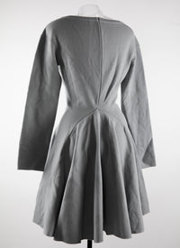 Robe patineuse courte à manches longues en laine - Gris Bleu