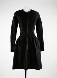 Sleeveless regular dress with back zip in wool - Black intense