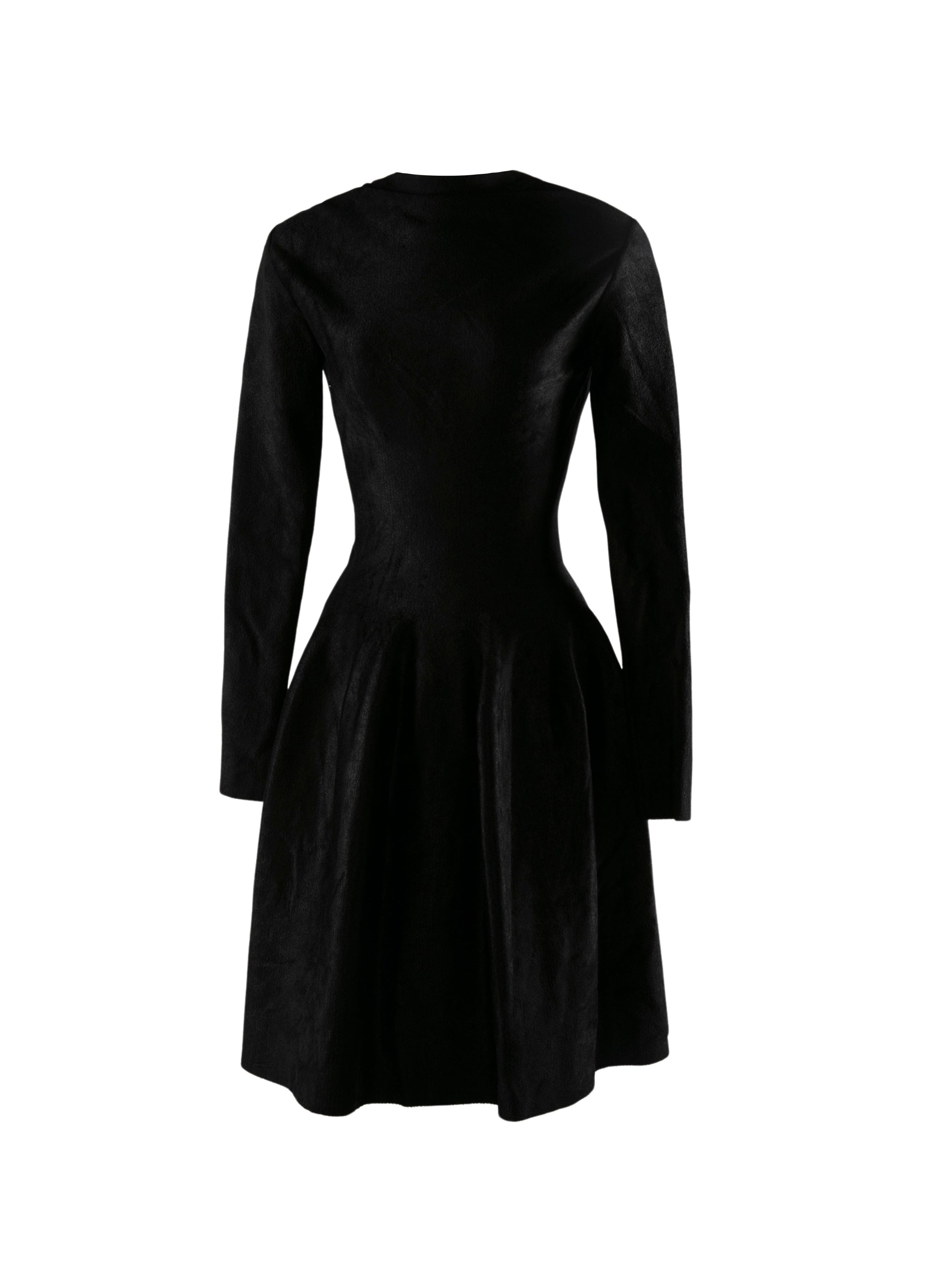 Sleeveless regular dress with back zip in wool - Black intense
