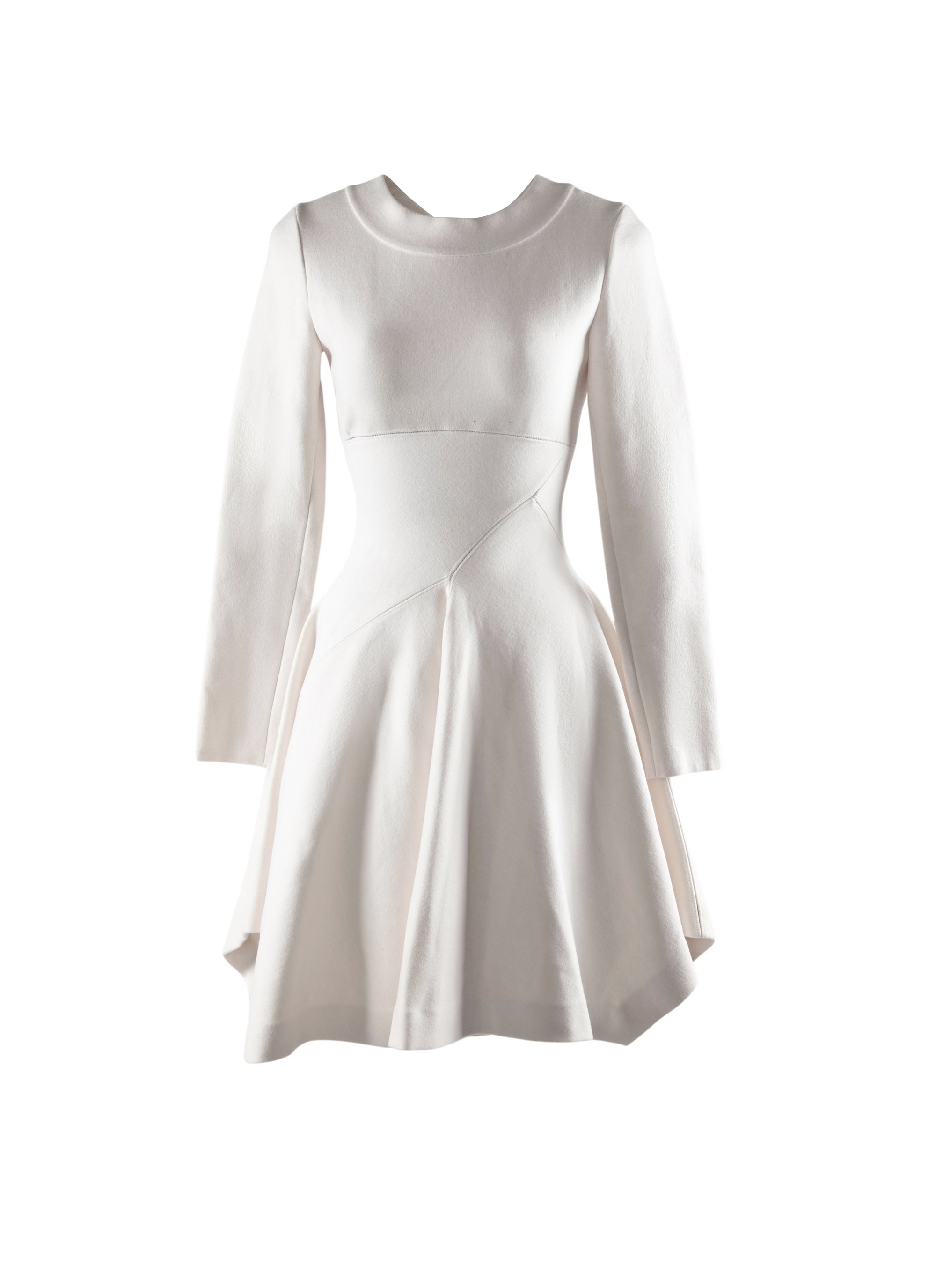 Wool round-neck skater dress - White iridescent