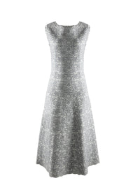 Wool floral print scalloped hem maxi dress - White & Grey