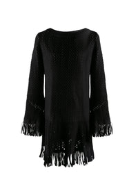 Long-sleeved short dress - Black & White