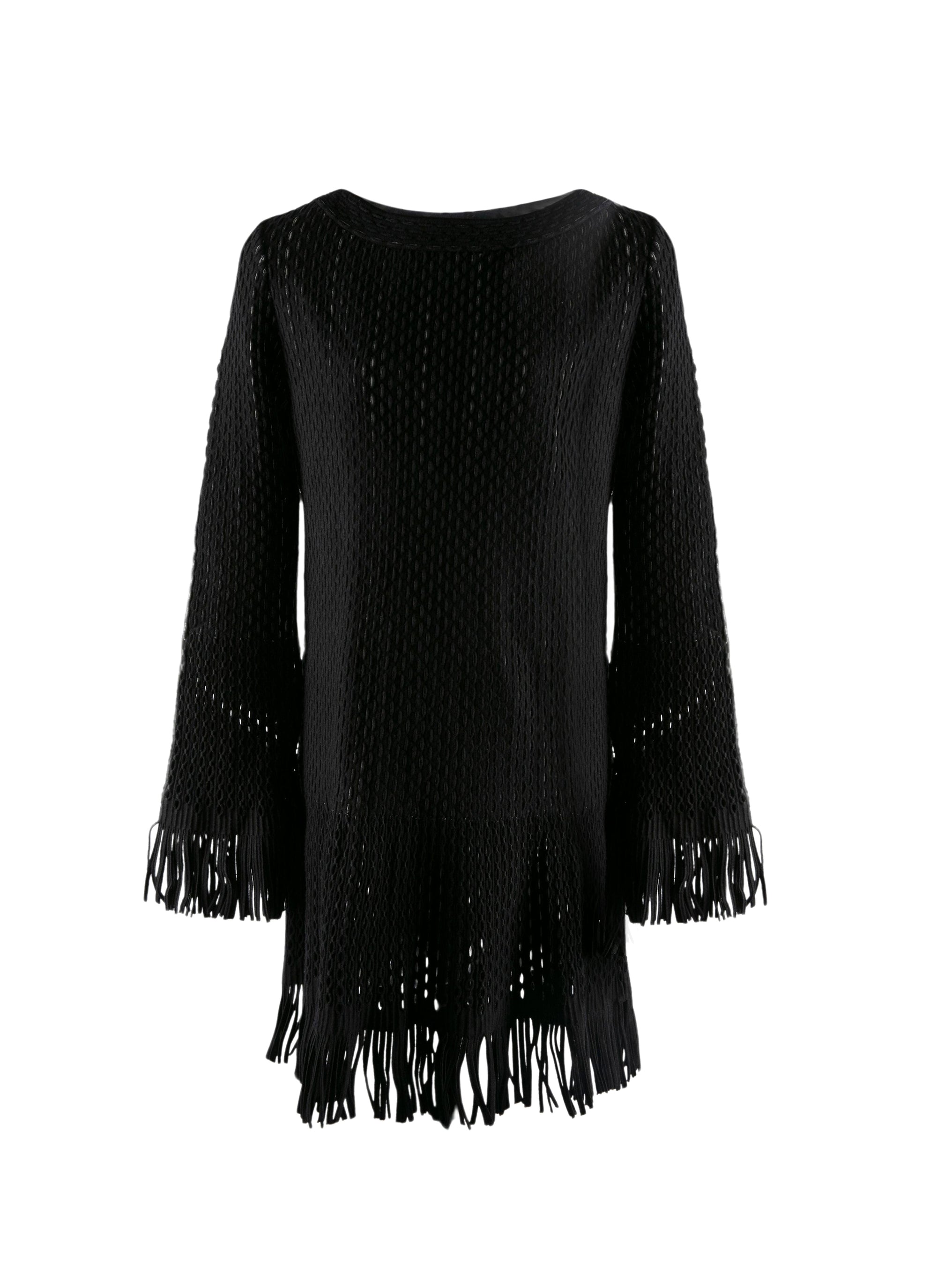 Long-sleeved short dress - Black & White