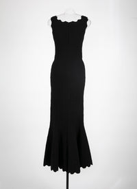 Long sleeveless dress Lotus - Black intense