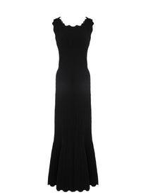 Long sleeveless dress Lotus - Black intense