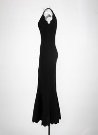 Long sleeveless dress Lotus - Black intense