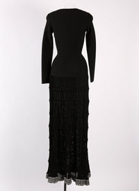 Mambo long-sleeved maxi dress - Black & Rhodium