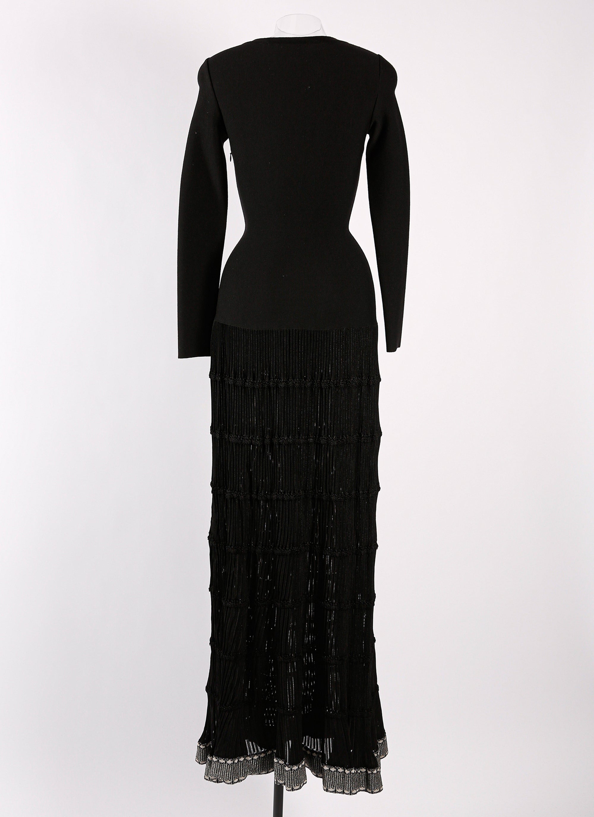 Mambo long-sleeved maxi dress - Black & Rhodium