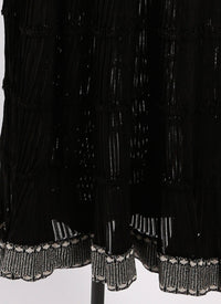 Mambo long-sleeved maxi dress - Black & Rhodium