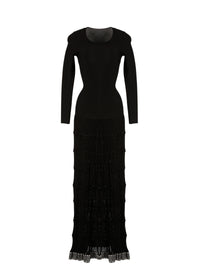 Robe longue à manches longues Mambo - Noir & Rhodium