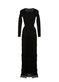 Mambo long-sleeved maxi dress - Black & Rhodium