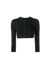 Long sleeve buttoned knitted cardigan - Black intense
