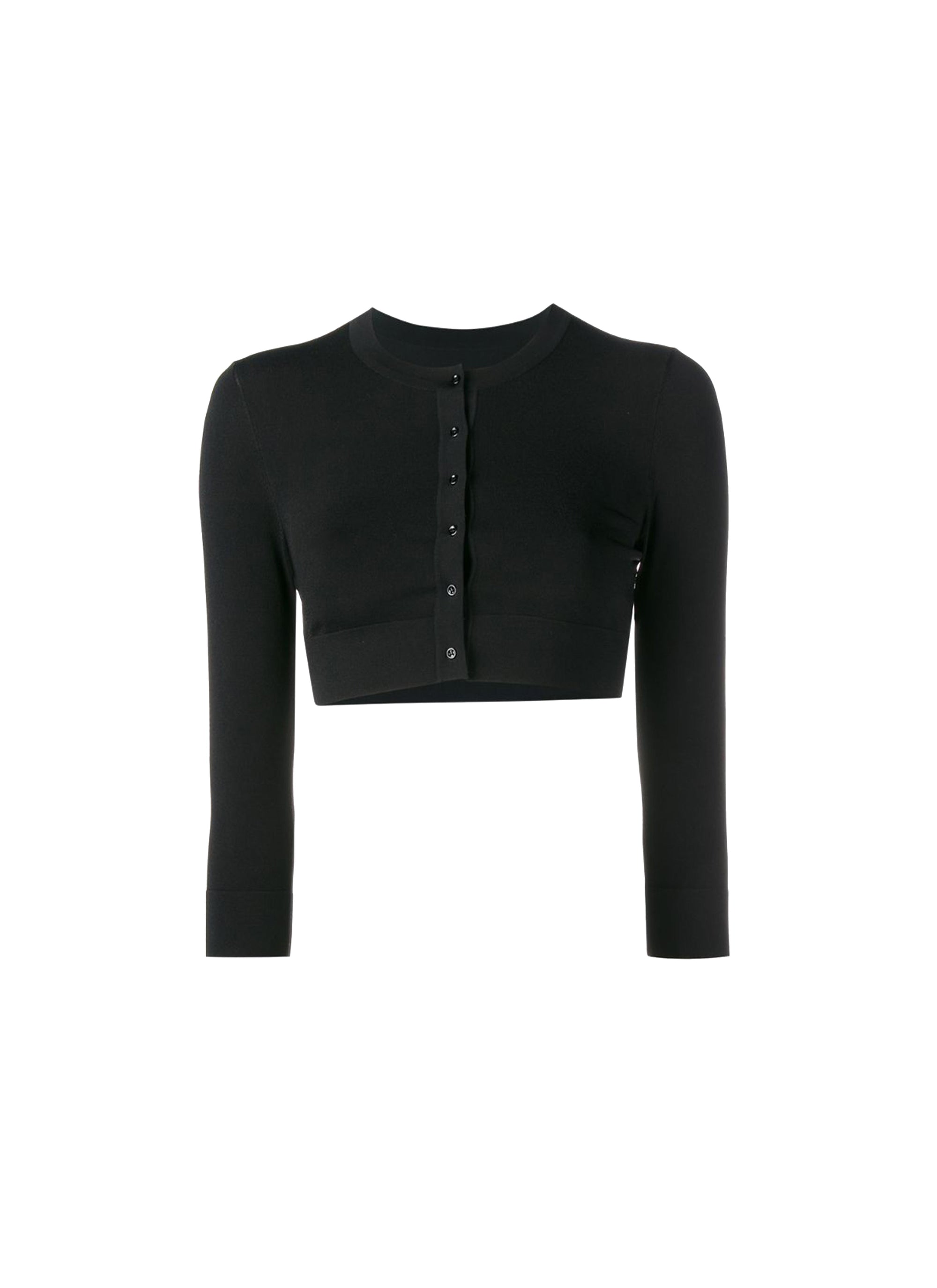 Long sleeve buttoned knitted cardigan - Black intense