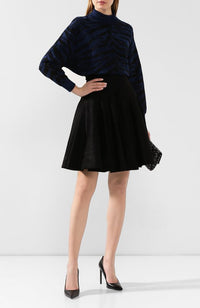 Zebra knitted short jumper - Black & Nude