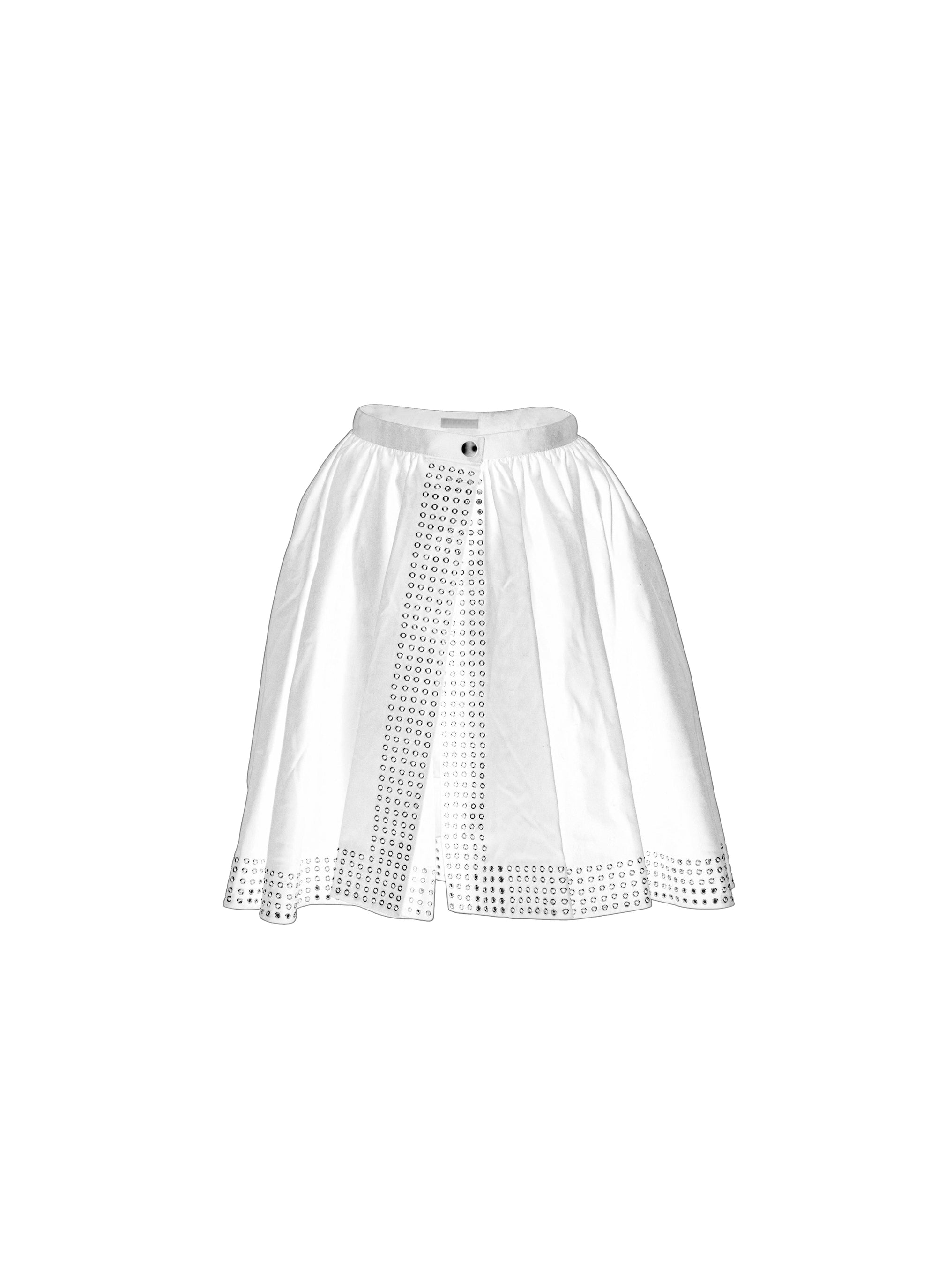 Regular skirt with eyelets - White
