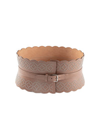 Leather corset belt with silver detailing - Sahara