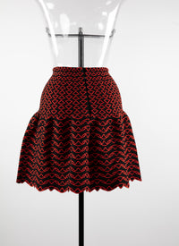 Flared mini skirt with contrasting motifs - Black & Orange