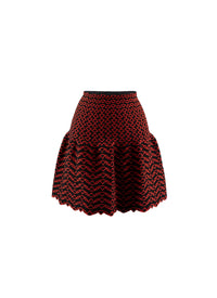 Flared mini skirt with contrasting motifs - Black & Orange